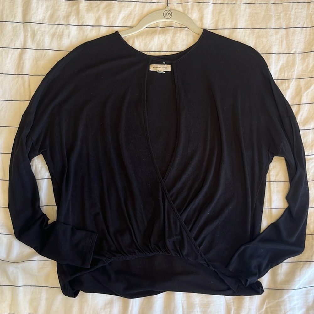 Silence + Noise Long Sleeve Top with Cross Over Detail